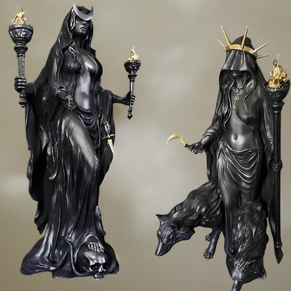 Hecate & Hounds Statue - Witch of The Night (Home Decor, Witch, Hounds of Magic, Resin Sculpture Decor)