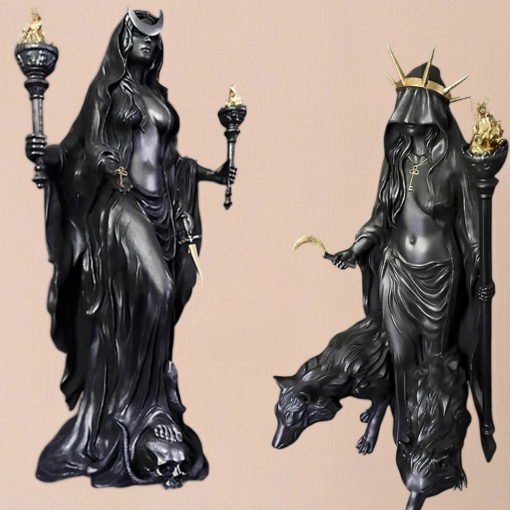 Hecate & Hounds Statue - Witch of The Night (Home Decor, Witch, Hounds of Magic, Resin Sculpture Decor)
