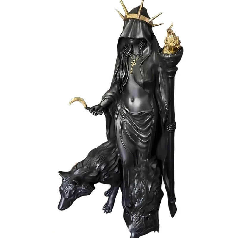 Hecate & Hounds Statue - Witch of The Night (Home Decor, Witch, Hounds of Magic, Resin Sculpture Decor)