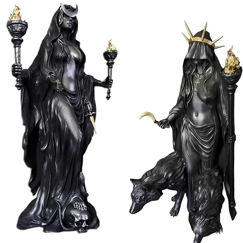 Hecate & Hounds Statue - Witch of The Night (Home Decor, Witch, Hounds of Magic, Resin Sculpture Decor)