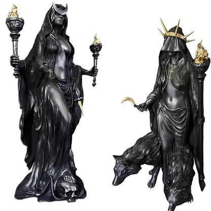Hecate & Hounds Statue - Witch of The Night (Home Decor, Witch, Hounds of Magic, Resin Sculpture Decor)