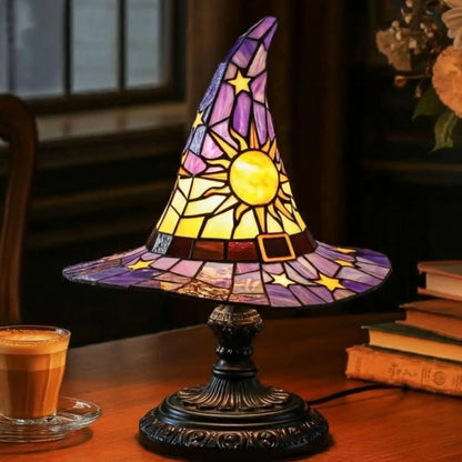 Stained Glass Witch Hat Lamp