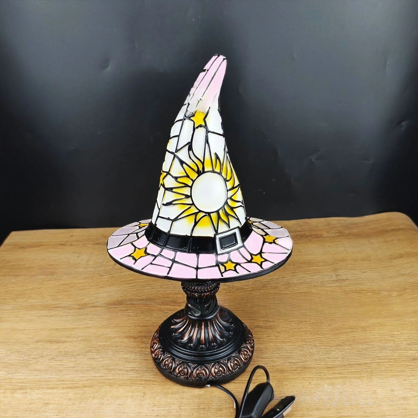 Stained Glass Witch Hat Lamp