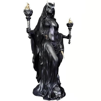 Hecate & Hounds Statue - Witch of The Night (Home Decor, Witch, Hounds of Magic, Resin Sculpture Decor)