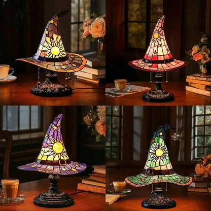 Stained Glass Witch Hat Lamp