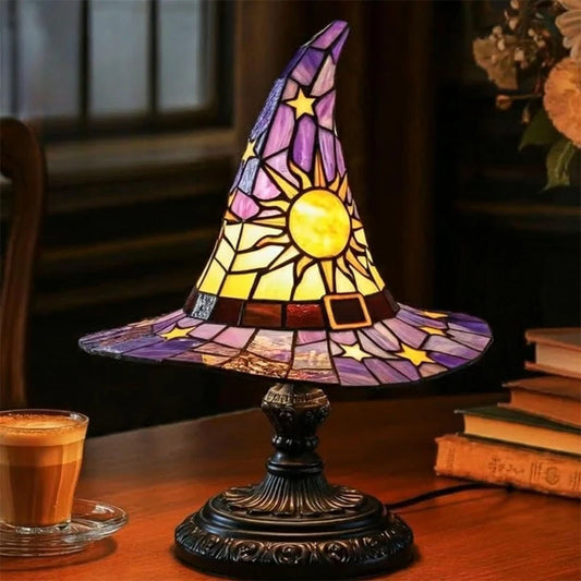 Stained Glass Witch Hat Lamp