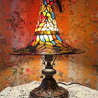 Stained Glass Witch Hat Lamp